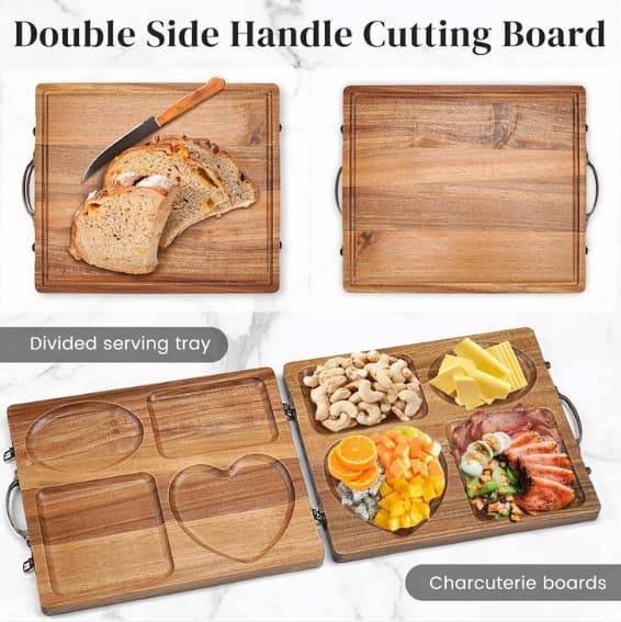 double side aacia wood serving tray