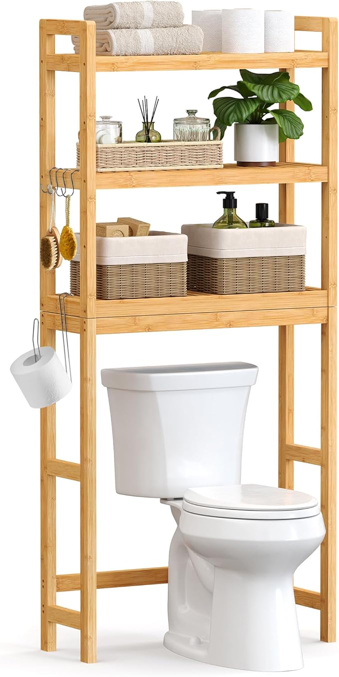 -Tier Over Toilet Bathroom Organizer with Adjustable Shelf