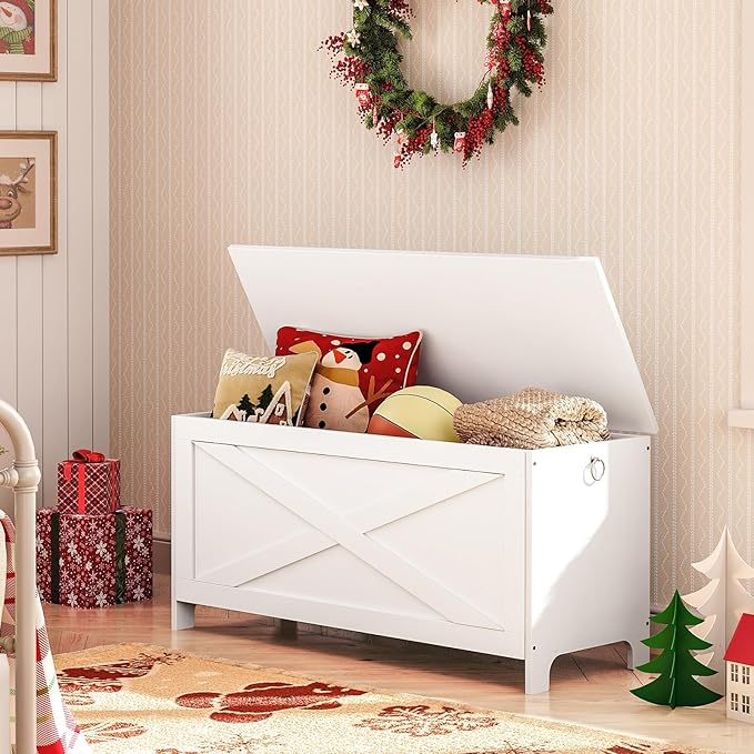 White wooden toy box