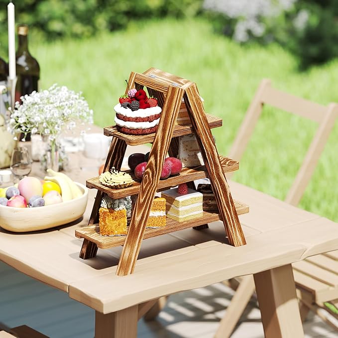 3-tier wooden serving tray display 3-tier wooden serving tray display