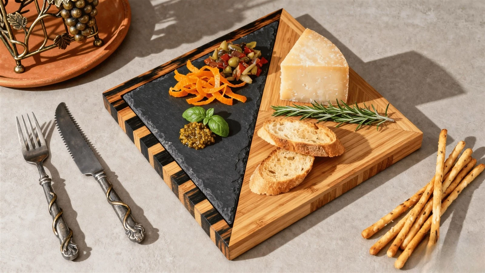 Italian accompaniments charcuterie board