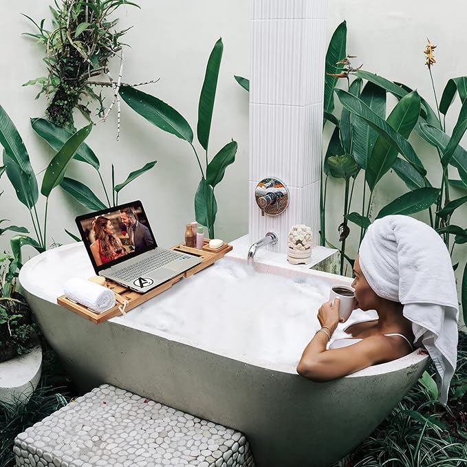 bamboo bathtub tray