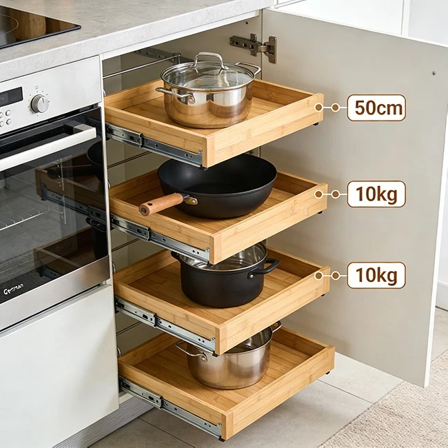 Bamboo kitchen shelves