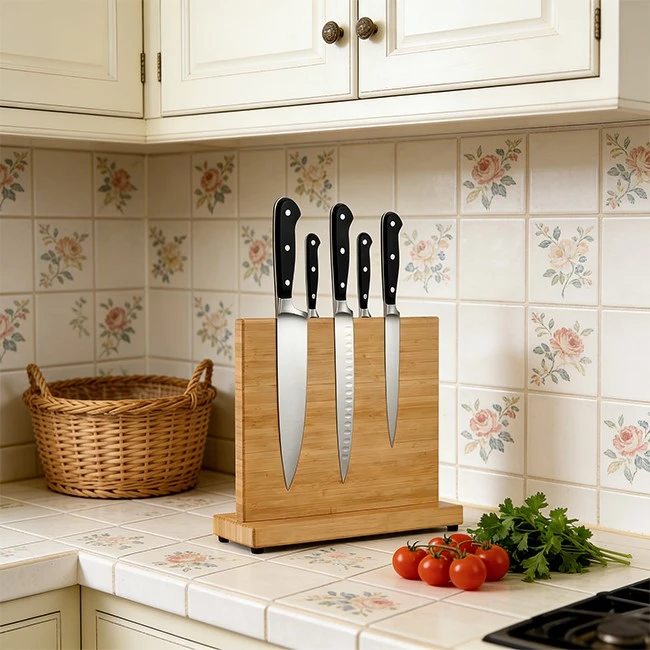 Bamboo Magnetic Knife Block 1