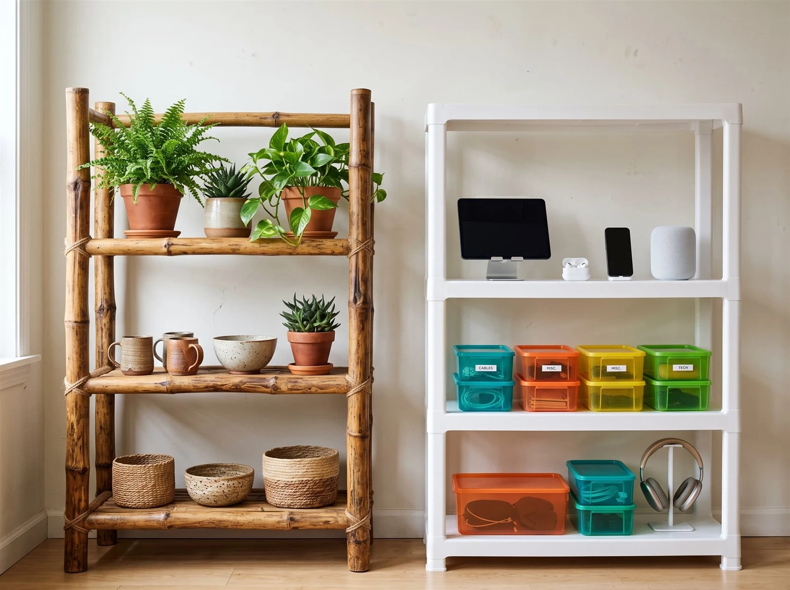 bamboo rack&plastic rack