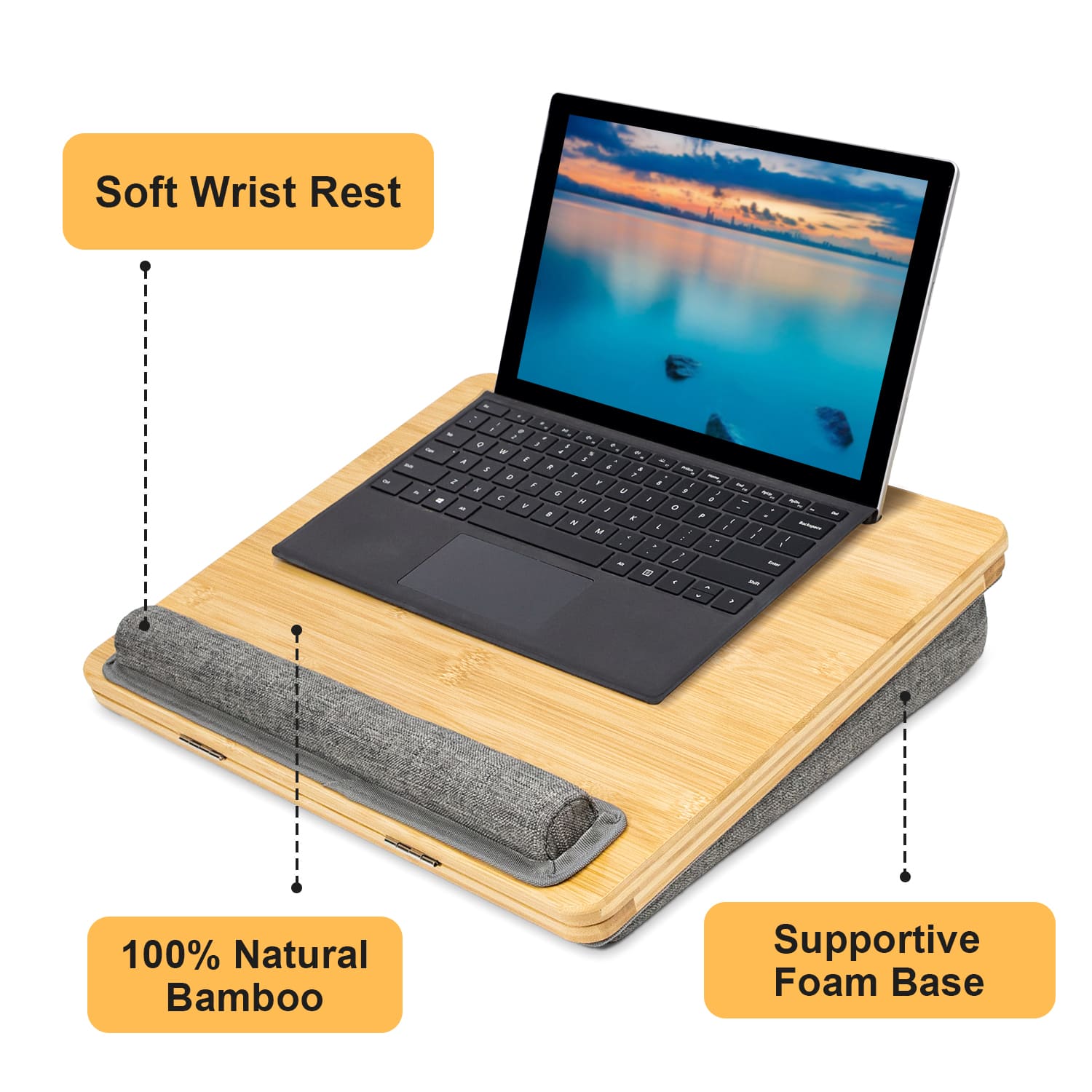 Adjustable Bamboo Laptop Desk With Cushion