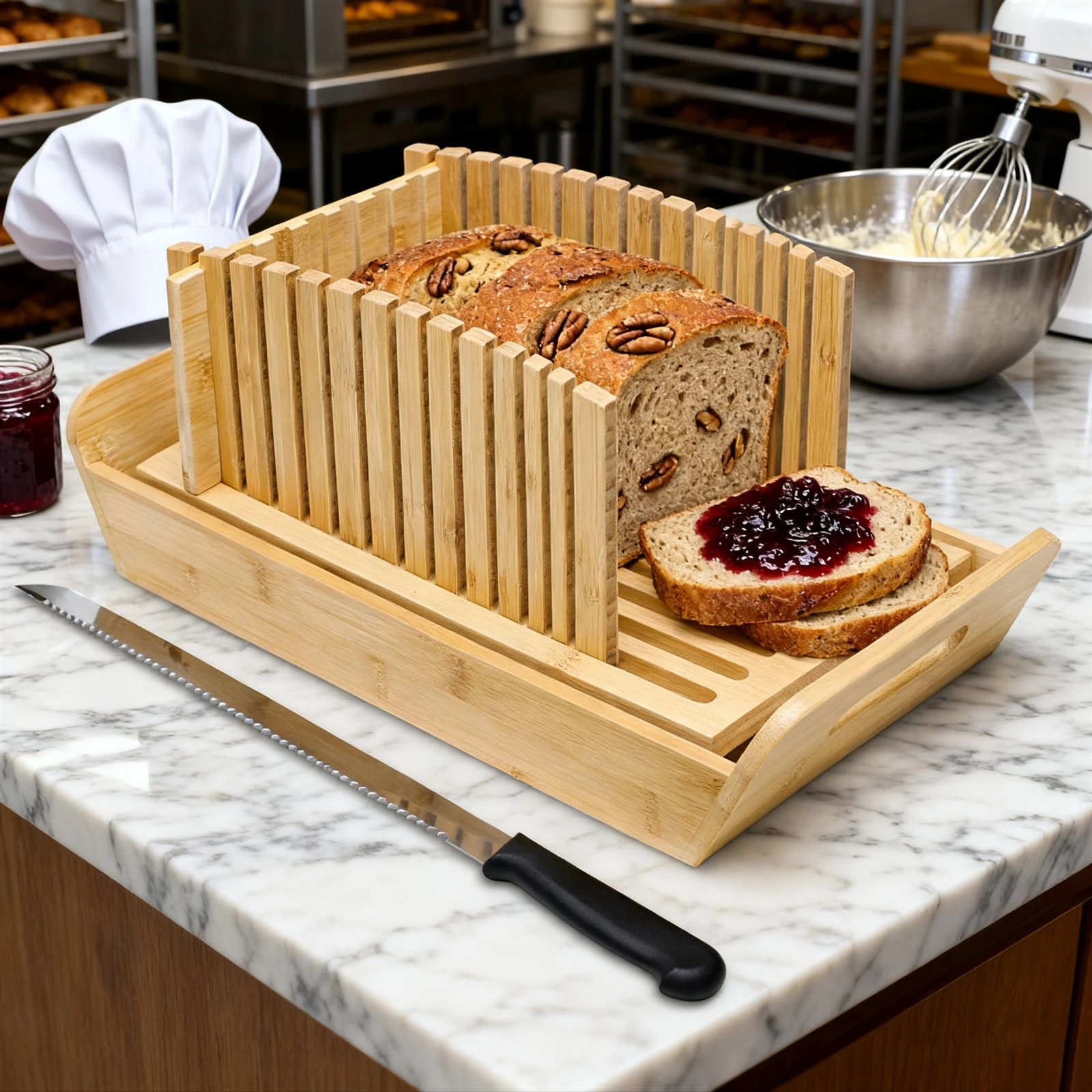 Adjustable Bamboo Bread Cutter with Knife12
