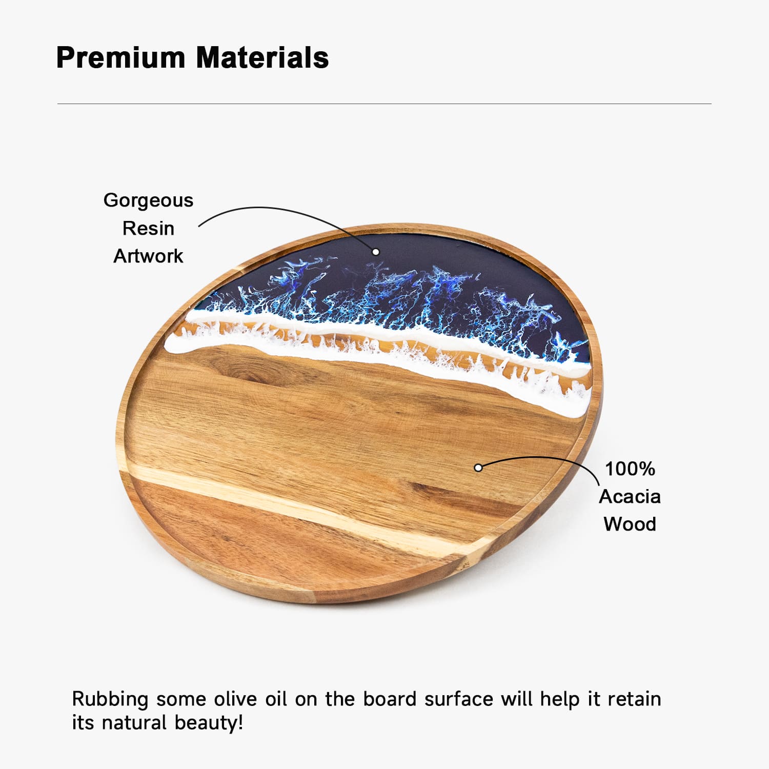 Acacia Wood Round Decorative Tray 2