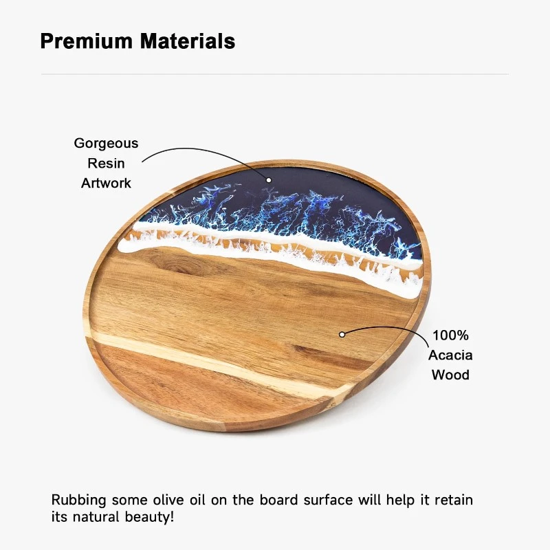 Acacia Wood Round Decorative Tray 2 Acacia Wood Round Decorative Tray 2