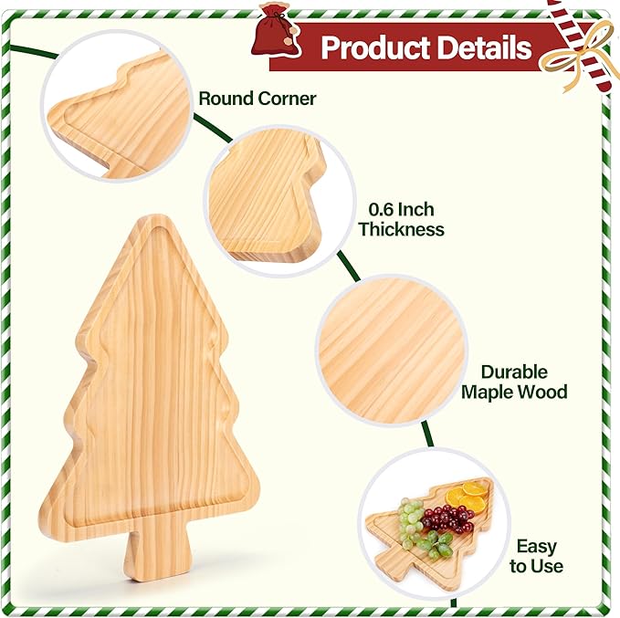 Christmas Tree Shaped Wooden Serving Tray 4