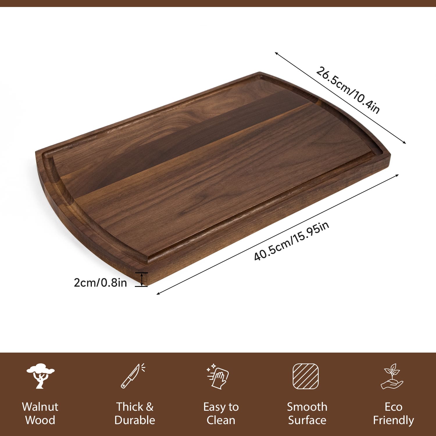 Walnut Wood Chopping Board With Juice Groove Walnut Wood Chopping Board With Juice Groove