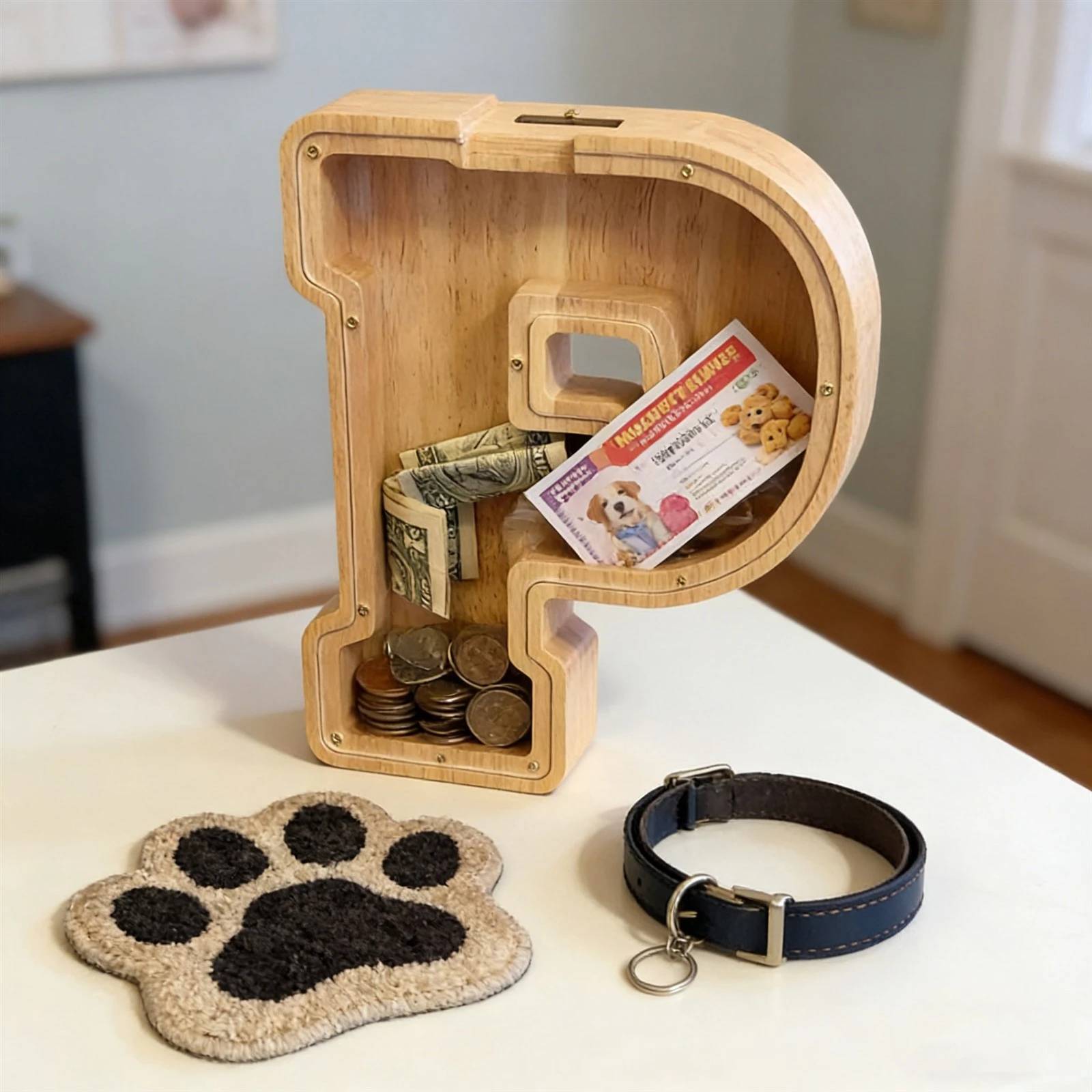 Bamboo Letter Piggy Bank For Kids