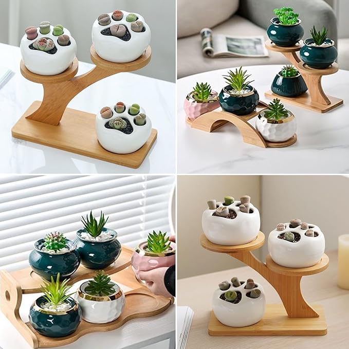 Bamboo Small Succulent Windowsill Shelf 6