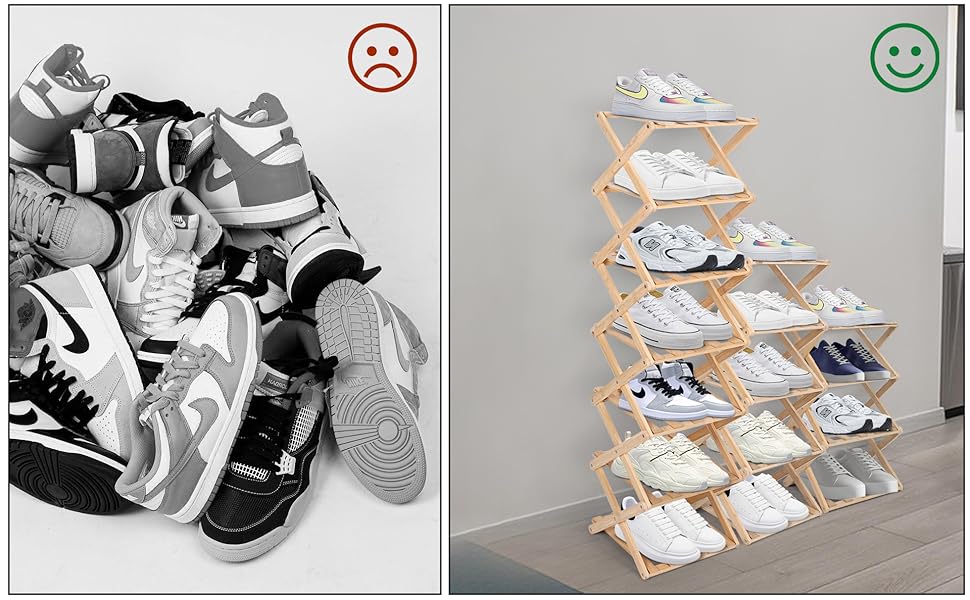 4 Tier Bamboo Portable Folding Shoe Rack 9