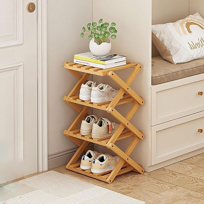 4 Tier Bamboo Portable Folding Shoe Rack 2 4 Tier Bamboo Portable Folding Shoe Rack 2