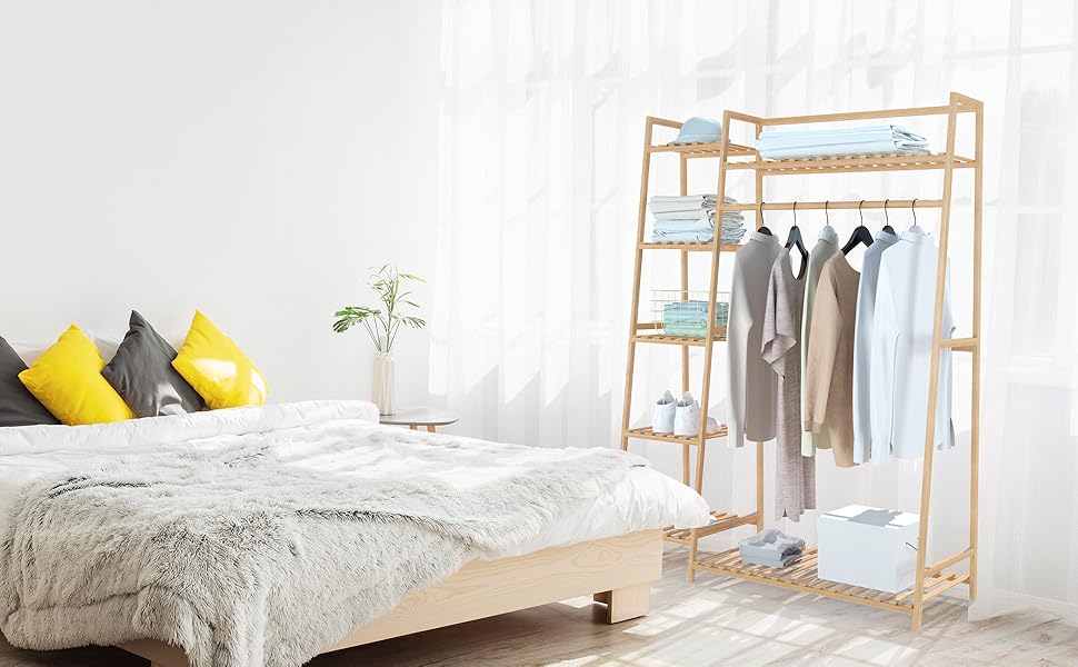 Bamboo Clothing Garment Rack 9