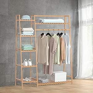 Bamboo Clothing Garment Rack 10