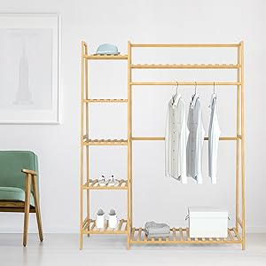 Bamboo Clothing Garment Rack 11