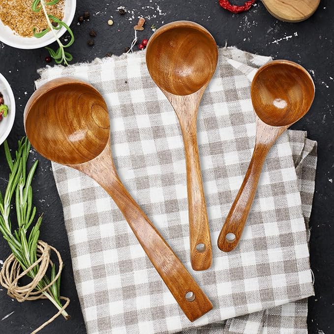 3 Pack Wooden Ladles 3