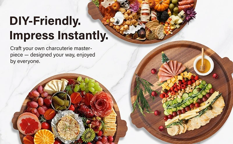 Round Decorative Ottoman Coffee Table Tray 4