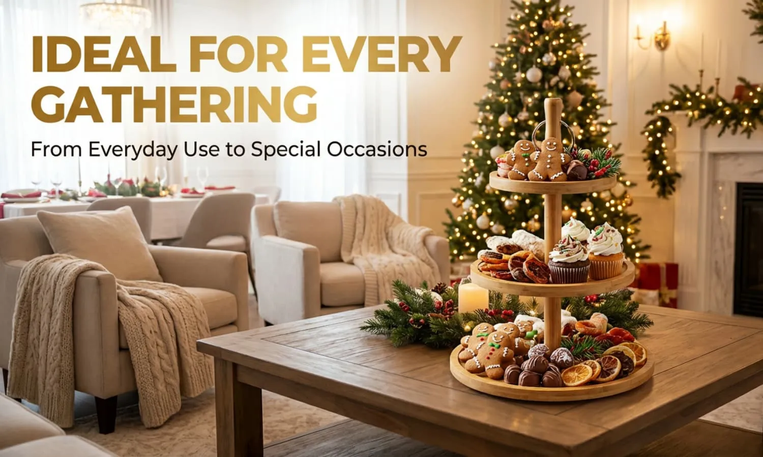 3-Tier Circular Bamboo Serving Tray 3-Tier Circular Bamboo Serving Tray