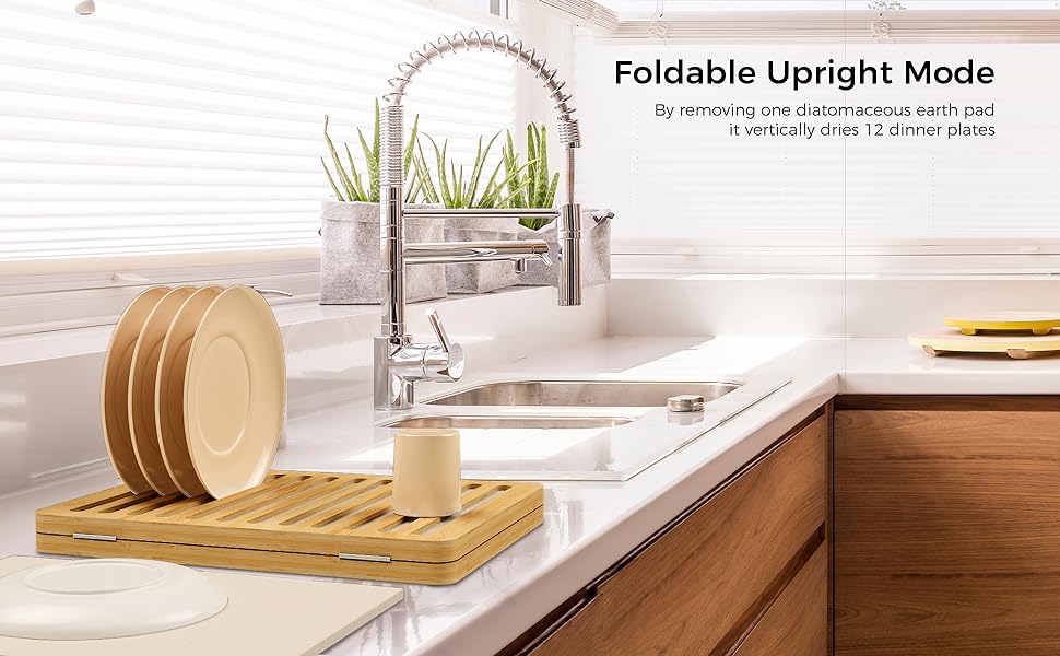 Stone Drying Mat With Bamboo Foldable Rack Stone Drying Mat With Bamboo Foldable Rack